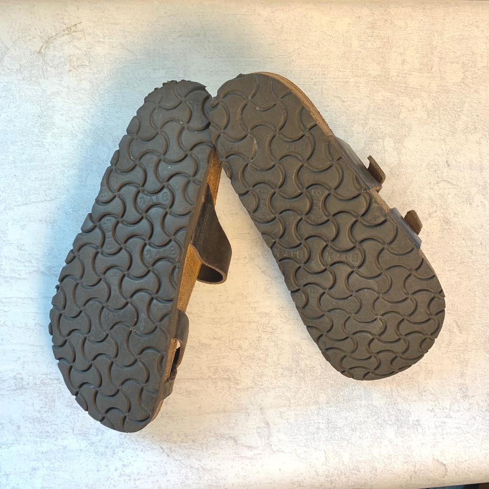 Birkenstock Mayari Sandals Womens 37 240 Brown Leather Toe Loop Buckle Slides - Picture 3 of 11